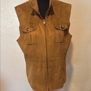 Ralph Lauren Brown Vest with Zipper Closure and Fitted Silhouette